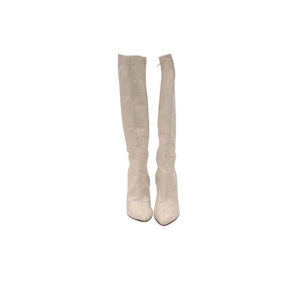 White Leather 100mm Kate Knee High Boots CHRISTIAN LOUBOUTIN 