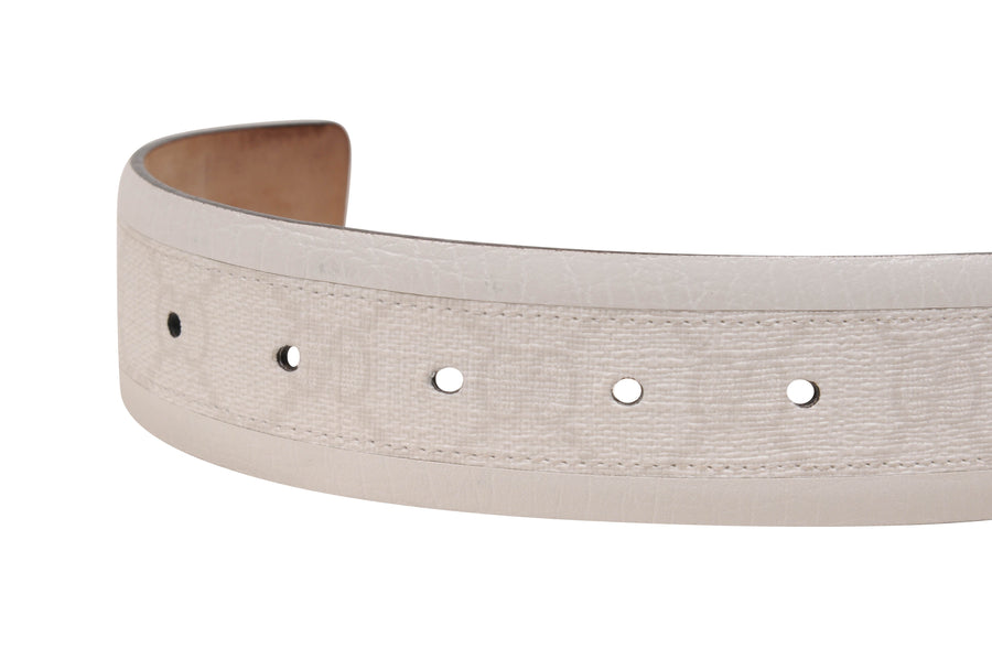 White Leather Interlocking G Belt GUCCI 