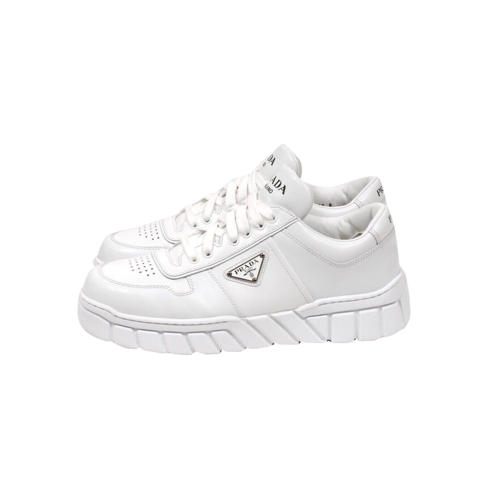 Prada Mens White Leather Triangle Logo Chunky Sneakers UK9 US10 