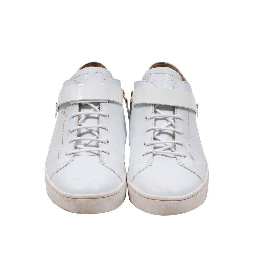 White Low Top Stud Strap Sneakers Giuseppe Zanotti 