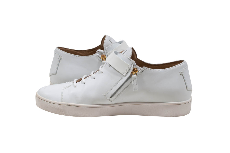 White Low Top Stud Strap Sneakers Giuseppe Zanotti 
