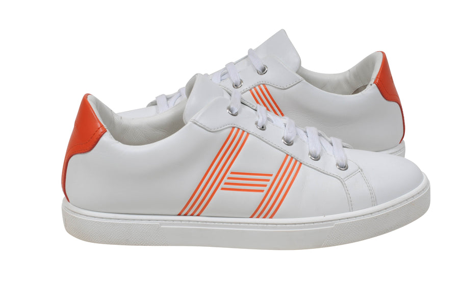White Orange Calfskin H Logo Avantage Sneaker HERMES 