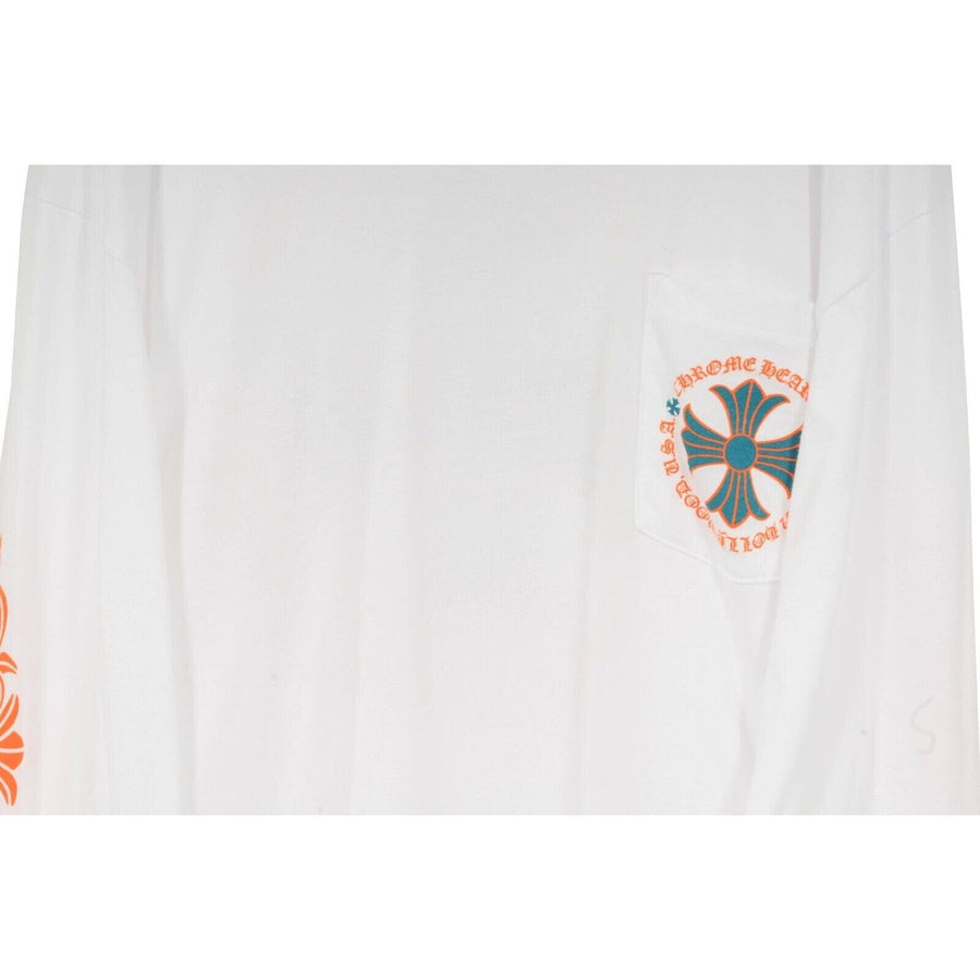 White Orange Miami Dolphin Basel Long Sleeve Logo T Shirt CHROME HEARTS 