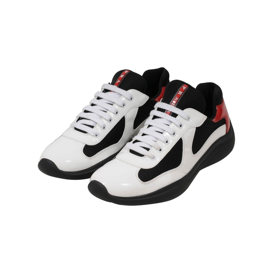 White Patent Leather Americas Cup Sneakers Prada 