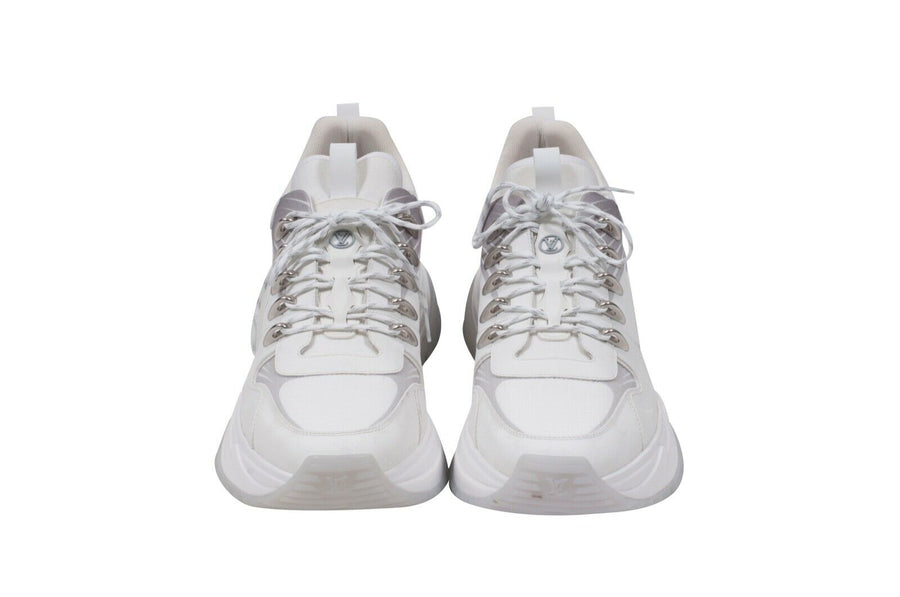 Louis Vuitton LV Mens White Silver Pulse Runaway Sneakers shoes