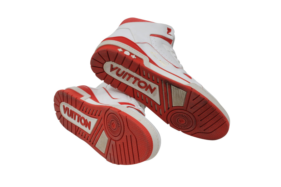 Louis Vuitton Men's White Red LV Virgil Trainer High Top Sneaker Size LV9  USA 10 – THE-ECHELON
