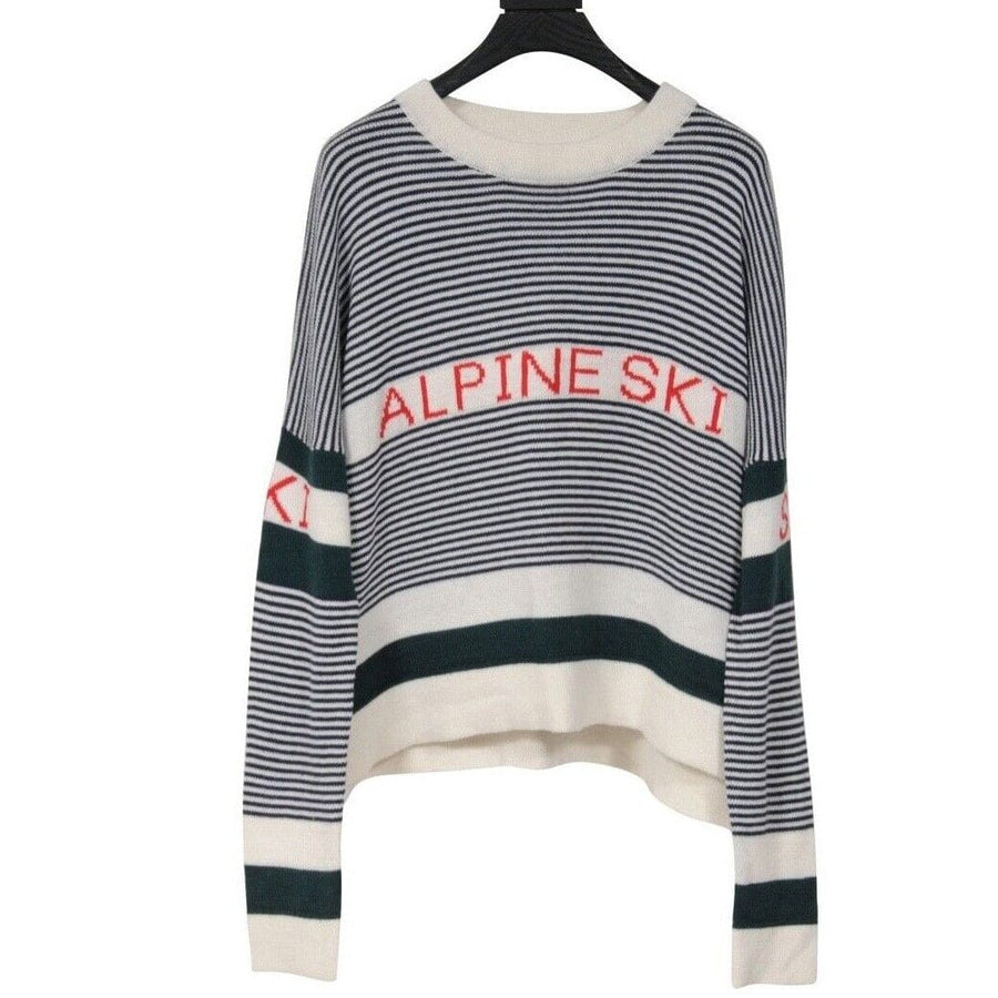 White Red Stripped Wool Alpine Ski Sweater The Great. 