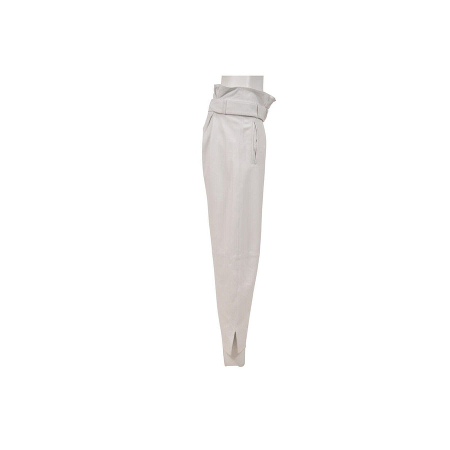 White Slit Leather Belted Trousers High Waist Pants The Attico 