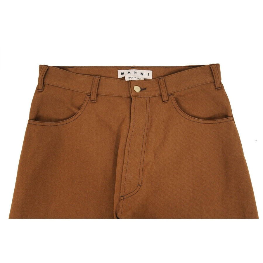 Wide Leg Pants Size 31x30 Brown High Waist Cotton Stretch Trousers Marni 