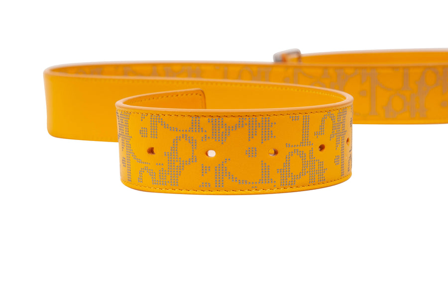 Yellow Dior Oblique Reversible 35 MM Calfskin Leather Belt DIOR 