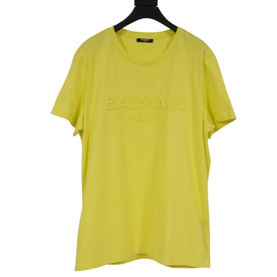 Yellow Embossed Logo T Shirt BALMAIN 