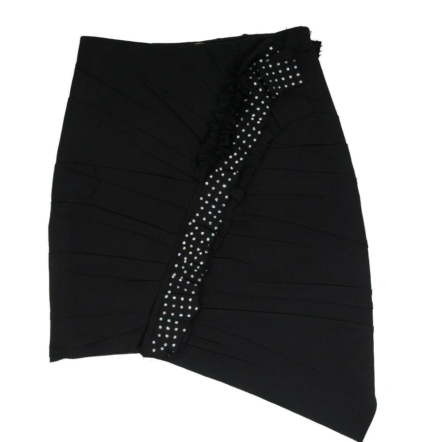 YSL Asymmetrical Short Skirt Black Embroidered Crystal SAINT LAURENT 