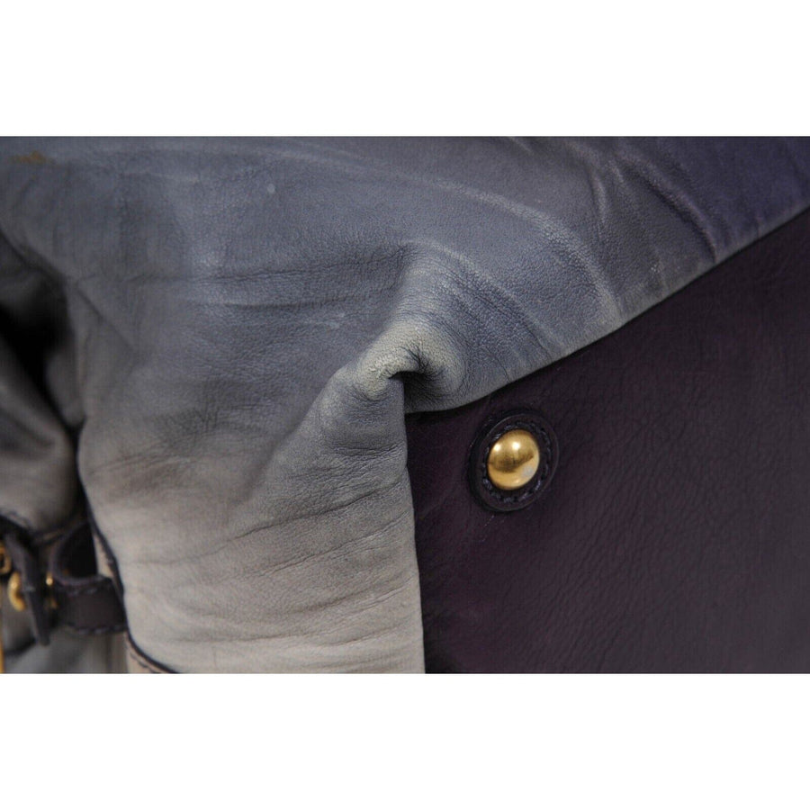 YSL Easy Y Satchel Purple Gray Leather Handbag Yves Saint Laurent 