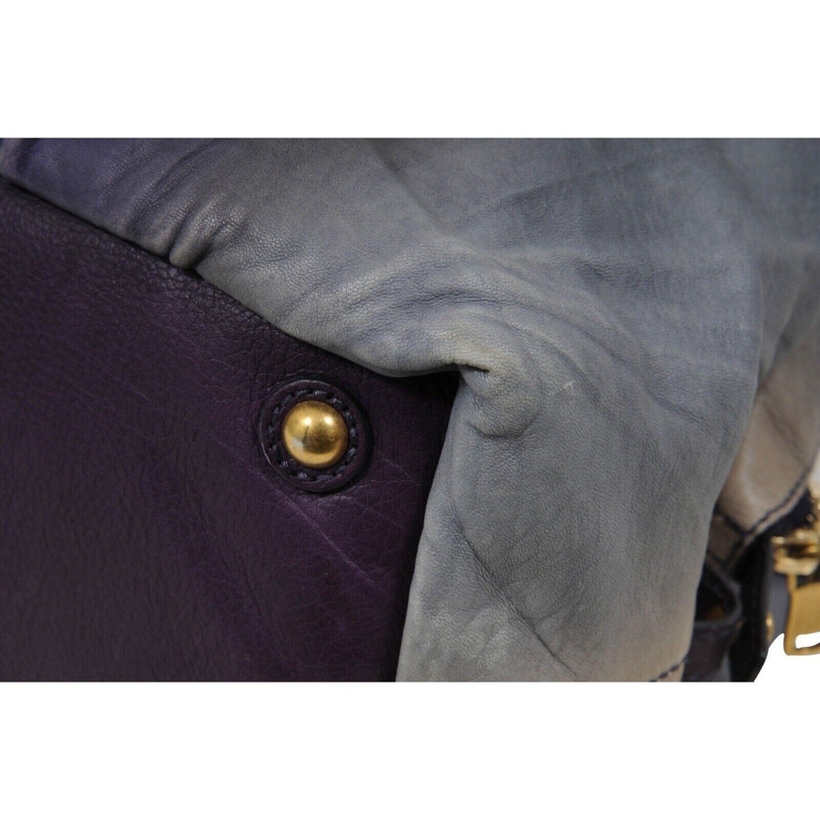 YSL Easy Y Satchel Purple Gray Leather Handbag Yves Saint Laurent 