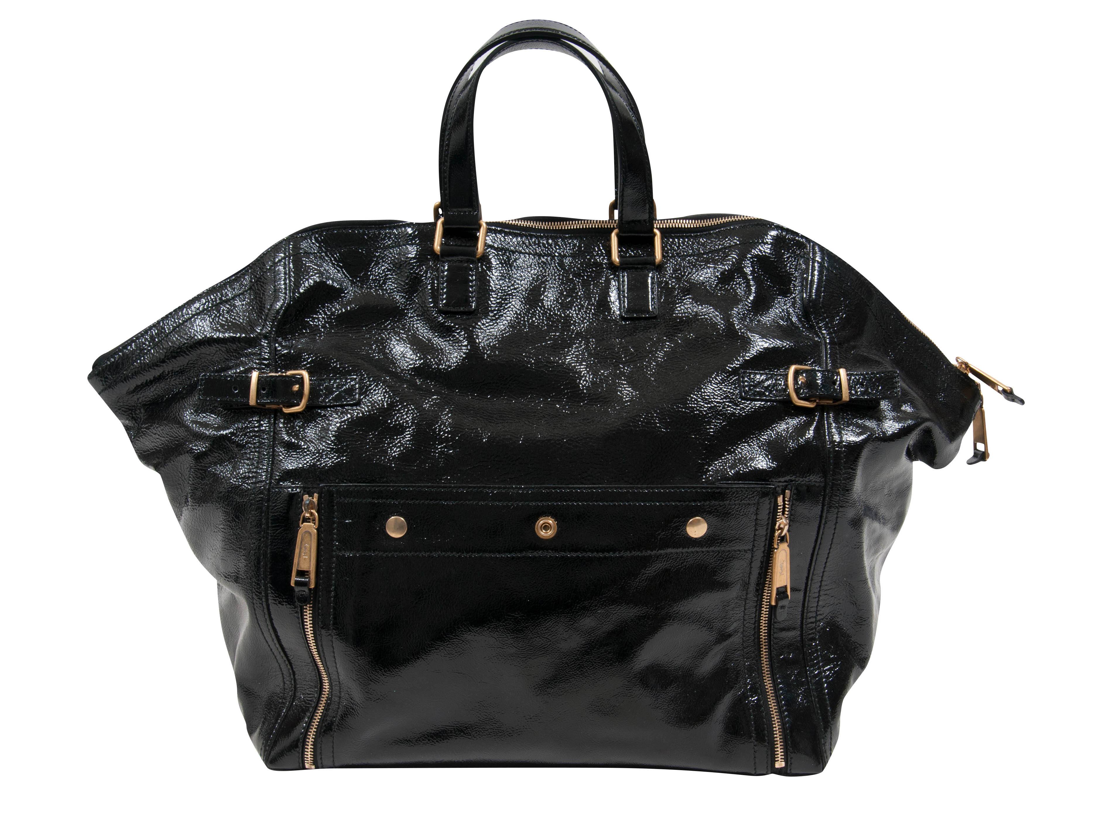 Yves Saint Laurent, Black Patent Leather Downtown Tote Bag