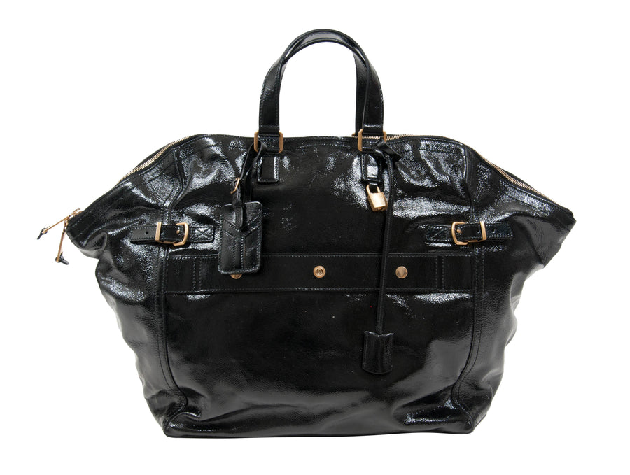 YSL Sac Down Town Black Patent Leather Tote Bag Yves Saint Laurent 