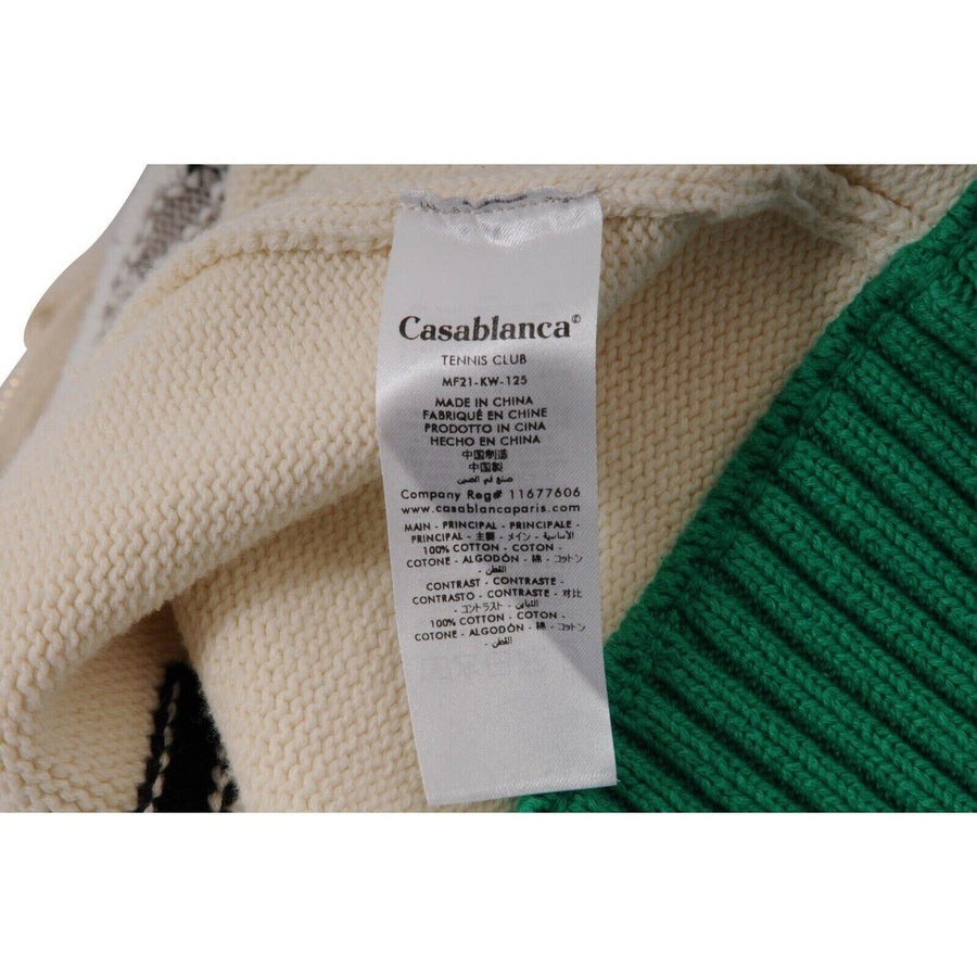 Zip Cream Green Intarsia Knit Racing Jacket Casablanca 